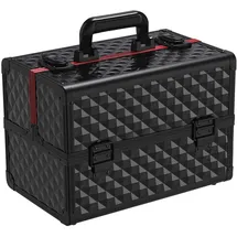Yaheetech Schminkkoffer schwarz Kosmetikkoffer Alu Werkzeugkoffer Nagel Koffer Beauty Case 34,7 x 22,2 x 25 cm