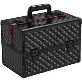 Yaheetech Schminkkoffer schwarz Kosmetikkoffer Alu Werkzeugkoffer Nagel Koffer Beauty Case 34,7 x 22,2 x 25 cm
