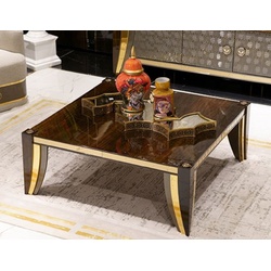 Casa Padrino Luxus Couchtisch Braun / Gold - Edler Wohnzimmer & Hotel Tisch - Wohnzimmer & Hotel Möbel - Luxus Qualität