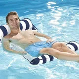 7WUNDERBAR Luftmatratze Aufblasbarer Wasserhängematte Pool Lounge Hängematte Wasseriege Faltbares schwimmende Bett Wasser Sofa (Dunkelblau)