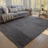 XUEDNGM Waschbarer Teppich Shaggy Teppich 50 x 300 cm Anti-Rutsch, Flauschig, Weich, Waschbar, Langflor Hochflor Waschbarer Teppich rutschfest Fellteppich für Wohnzimmer, Schlafzimmer, Grau