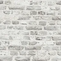 Profhome 388294-GU 3D Tapete Ziegelstein Matt Grau Weiß 0,53 m x 10,05 m 5,33 m2 Grau