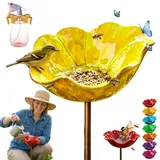 2026 Neu Metall Gartenstecker Vogeltränke, Gartenstecker Blume, Bienentränke Keramik Blume, für Bienen & Vogel, Vogeltränke Futterschale Rasen & Balkon, Ihren Garten Im Handumdrehen(E,2)