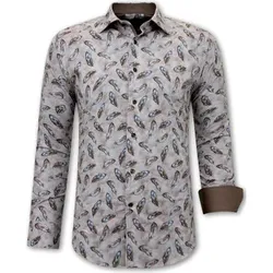Gentile Bellini  Hemdbluse Vogelfeder Slim  in Braun, EU XXL