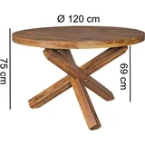 Wohnling Esstisch WL5.055, Sheesham-Massivholz, 120 x 75cm, rund