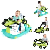 COSTWAY 4 in 1 Lauflernhilfe, Lauflernwagen klappbar mit verstellbarer Höhe & Geschwindigkeit, Baby Walker Autoförmig mit Musikbox, Licht & Rädern, Gehfrei Baby ab 6 Monaten, 12kg Belastbar (Grün)