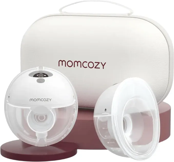 Momcozy M5 Tragbare Elektrische Milchpumpe, Freihändige Milchpumpe, Doppelter Dichtungsflansch, 3 Modi 9 Saugstufen, 2 Stück, Für Stillende Mütter