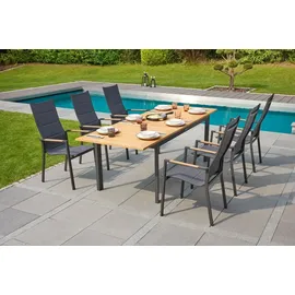 LC Garden Unicamo Ausziehtisch 180 x 90 x 75 cm Aluminium/Teak Natur