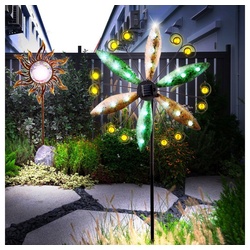 etc-shop LED Solarleuchte, LED-Leuchtmittel fest verbaut, Außenleuchte Solar Sonne Erdspieß Steckleuchte Blume Solarlampe Garten