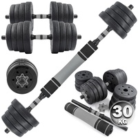 C.P.Sports 2in1 Kurzhantel & Langhantel Set 30kg / 40kg | Hantelscheiben – Gewichte – Hantelstangen | verstellbare Hanteln – Hantelset für Krafttraining, Fitness, Home Gym (silber-schwarz)