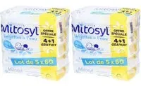 Mitosyl Lingettes à l'eau, Offre spéciale 4 + 1 gratuit - Lot de 5x60 Lingette(S) 2x1 pc(s)