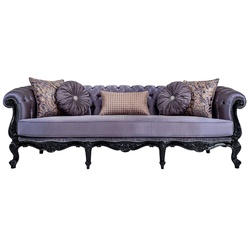 Casa Padrino Luxus Barock Sofa Lila / Schwarz - Handgefertigtes Wohnzimmer Sofa mit dekorativen Kissen - Barock Wohnzimmer Möbel