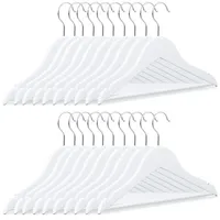 Relaxdays 100 x Kinderkleiderbügel, Holz, Weiß,Silber