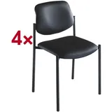 NOWY STYL Stapelstuhl Quad Leder schwarz 4er Set