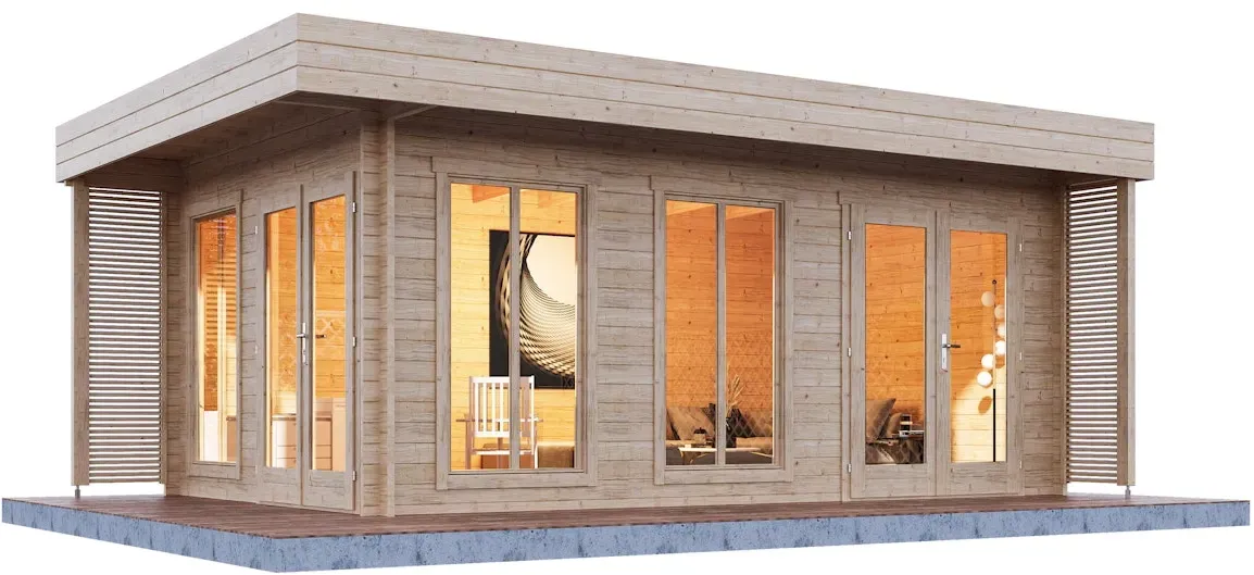 Wolff Finnhaus Gartenhaus Haldis 5335 - 44 mm naturbelassen Ohne Fußboden / Fundamenthölzer