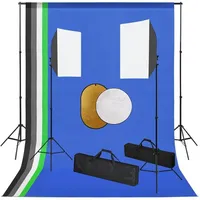 vidaXL Fotostudio-Set mit Leuchten, Hintergrundsystem und Reflektor