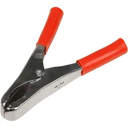 Krokodilklemme mit Griffen, teilisoliert, 82mm, 20A, rot