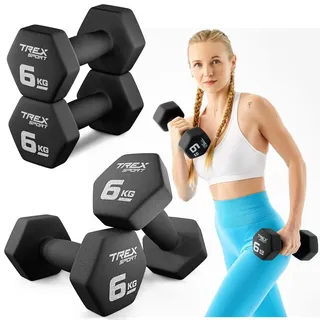 trex sport Kurzhanteln Set Gusseisen-Neopren 2×6 kg schwarz