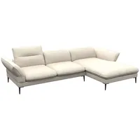 FLEXLUX Ecksofa Salino, Funktionssofa mit Recamiere, Relaxsofa, Ecksofa, Sofa mit Arm- und Kopfteil-Verstellungen, Kaltschaum & Stahl-Wellen weiß