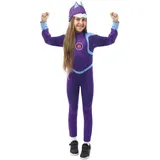 P'TIT CLOWN - Kostüm für Kinder – Unisex – Petronix DefendersTM – offizielles Lizenzprodukt – Overall und Helm inklusive (Violett, 7/9 Jahre)