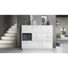 Vladon Highboard 153 x 123 x 37 cm Grau Hochglanz