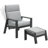 Garden Impressions MAX Relax Sessel Diningsessel Liege mit Hocker- anthrazit
