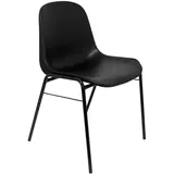 Ergonomischer Stuhl, stapelbar, mit schwarzem Gestell, Sitzfläche und Rückenlehne aus PVC, Schwarz