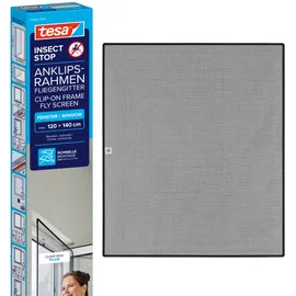 Tesa Insektenschutzfenster Anklipsrahmen 120 x 140 cm Anthrazit