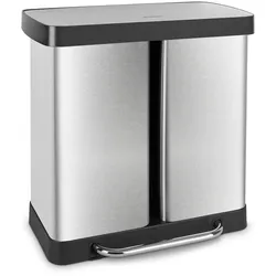 Les Collectors Küchen-Recycling-Behälter, N°928 / 60L / 2x30L / Mülltrennung / Edelstahl / Silber