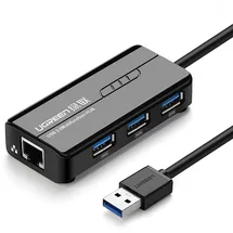 UGREEN HUB 3x USB 3.0 externer Netzwerkadapter RJ45 Giga Ethernet schwarz