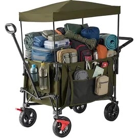 Relaxdays Bollerwagen faltbar Dunkelgrün/Schwarz