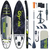 Glymnis SUP Board Stand Up Paddling Board Aufblasbares Stand Up Paddle Board Set 10'6" 320x81x15cm 6 Zoll Dick mit Aluminiumpaddel Luftpumpe und komplettem Zubehör