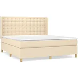 vidaXL Boxspringbett mit Matratze Creme 180x200 cm Stoff