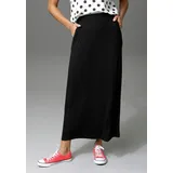 Aniston CASUAL Maxirock ANISTON CASUAL, Damen, Gr. 44, schwarz, Single Jersey, Obermaterial: 95% Viskose, 5% Elasthan, unifarben, figurumspielend knöchelfrei, Röcke Maxirock, im Marine Look