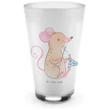 Mr. & Mrs. Panda Glas Maus Nähen - Transparent - Geschenk, Auszeichnung, Latte Macchiato, N, Premium Glas, Edles Matt-Design