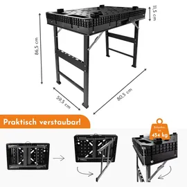 Lemodo Arbeitstisch Kunststoff/Metall 86,5x59,5x80,5 cm schwarz klappbar