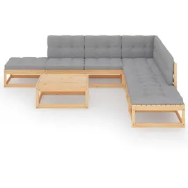 vidaXL Garten-Lounge-Set 8-tlg. Kiefer Massivholz beige/grau