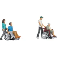 NOCH N Rollstuhlfahrer Figuren-Set, handkoloriert für Modellbahn Spur N,