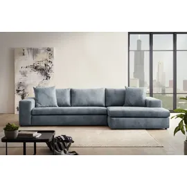 Home Affaire Ecksofa HOME AFFAIRE "SLEETLAND XXL in Samtvelours oder Vintage-Leder-Optik, L-Form", blau, B:325cm H:72cm T:167cm, Sofas, Ecksofa, besonders groß und bequem