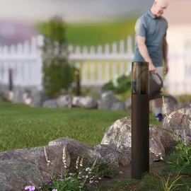 SSC-LUXon 4 Stück VARDA Standleuchte Außen schwarz E27 Fassung - Außenstehleuchte Höhe 50 cm Gehwegleuchte Design Pollerlampe