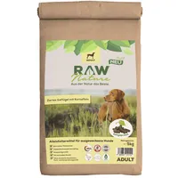 RAW Nature Trockenfutter Adult mit Huhn 5kg, kaltgepresstes Hundefutter, Getreidefrei, 100% Muskelfleisch, hoher Fleischanteil, ohne künstliche Zusätze, für alle Rassen und Sensible Hunde geeignet