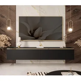 lookway AURORA TV-Lowboard 180x32x40 cm Schwarz Matt Holzwerkstoff/Metall