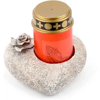 Novaliv LED Dekolicht 19797-128017-1xStuck, Grabschmuck Herz Rose Grau inkl. LED Grablicht Rot Dauerbrenner Friedh grau