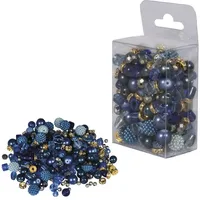 Rayher Perlen-Set Glasperlenmix mit Effektperlen royalblau