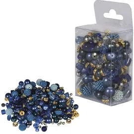 Rayher Perlen-Set Glasperlenmix mit Effektperlen royalblau
