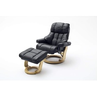 MCA Furniture Calgary XXL Relaxsessel mit Hocker, bis 180 kg belastbar, Echtleder schwarz, - natur