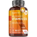 Vitamin D3 4000 IE - 400 Tabletten (1 Tablette alle 4 Tage) - Sonnenvitamin für Immunsystem, Knochen, Zähne & Muskeln (EFSA) - 100% Reines Cholecalciferol Vitamin D - Geprüfte Zutaten - WeightWorld