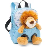 NICI Rucksack mit Plüschtier Löwe 25 cm hellblau