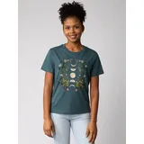 wat? APPAREL T-Shirt Moonphases & Flowers in Petrol | Gr.: 34