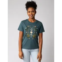 wat? APPAREL T-Shirt Moonphases & Flowers in Petrol | Gr.: 34